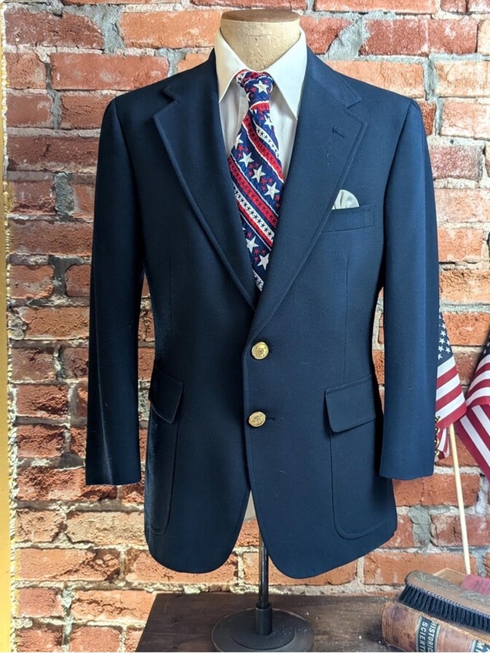 Vintage RL Polo University navy jacket blazer 37 union USA Ralph Lauren small s